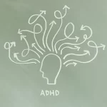 Picture of ADHD head - Arrows coming out, twisting and turning everywhere