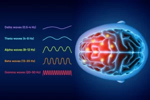 Graphic art showing brainwaves and brain