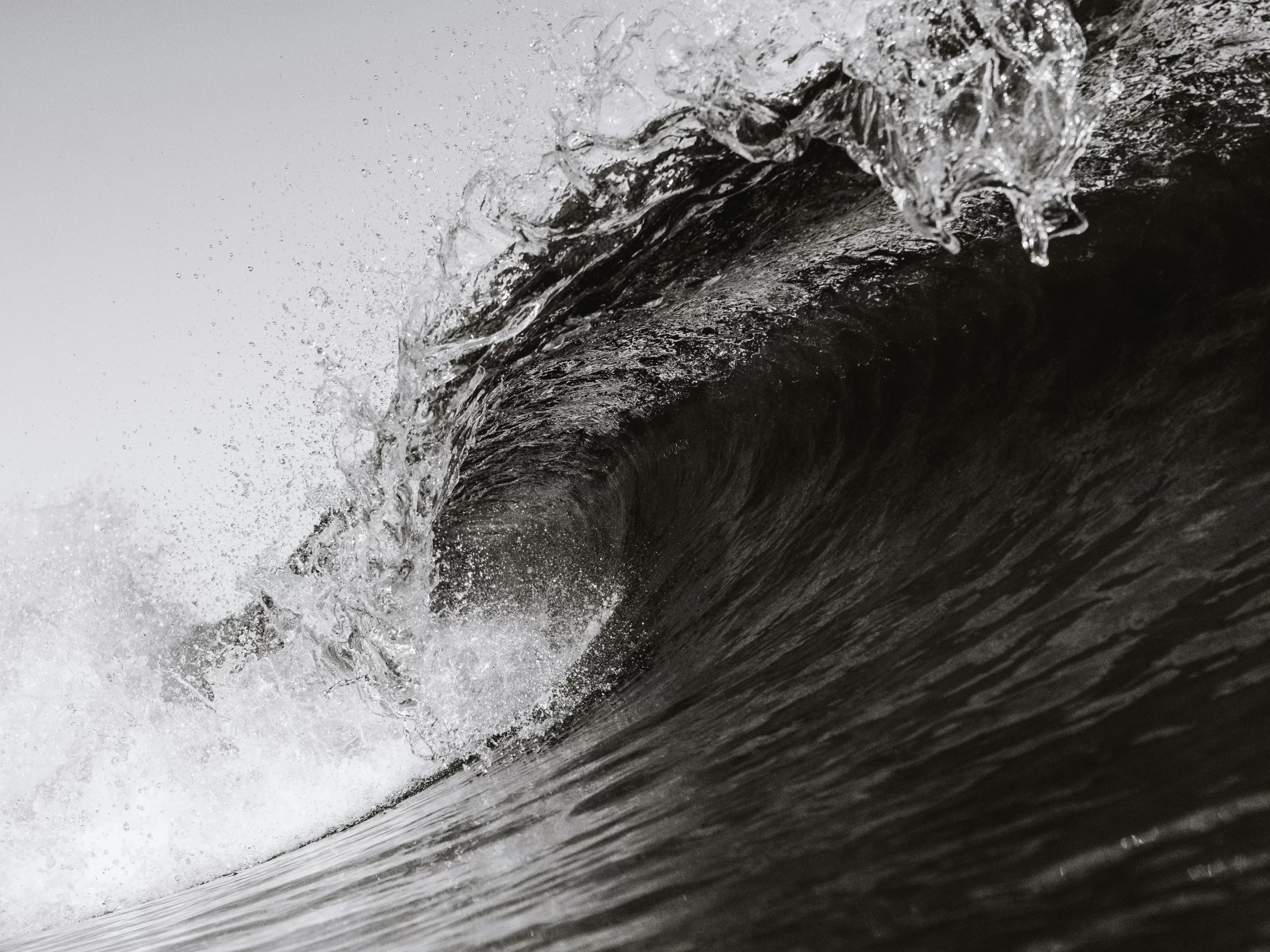 Black and White Picture of wave crashing